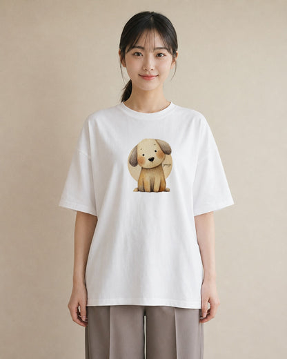 グラフィックTシャツ レディース 犬 いぬ イラスト ナチュラル 20代 カジュアルコーデ 白T YMAZO