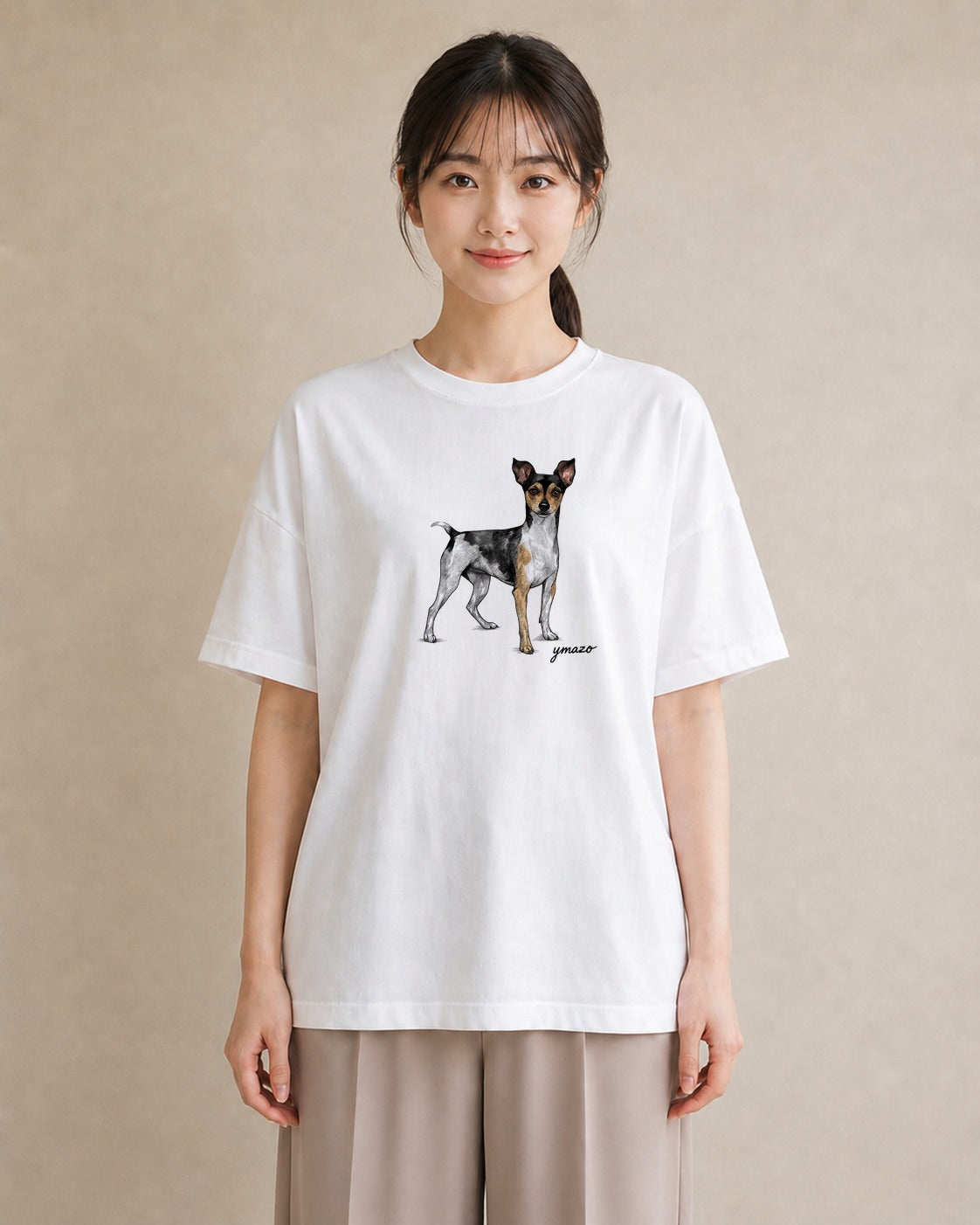 Tシャツ レディース ジャックラッセルテリア 犬 いぬ イラスト 個性的 公園 ママ 白T YMAZO