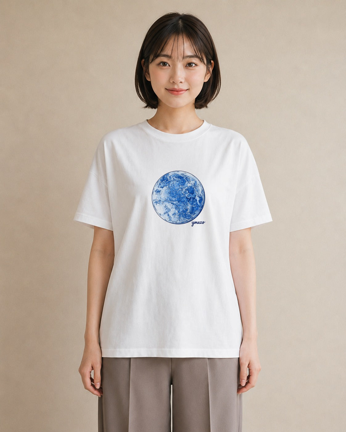 プリントTシャツ レディース 月 星空 宇宙 イラスト 旅行コーデ 姉妹 送別ギフト 白T YMAZO