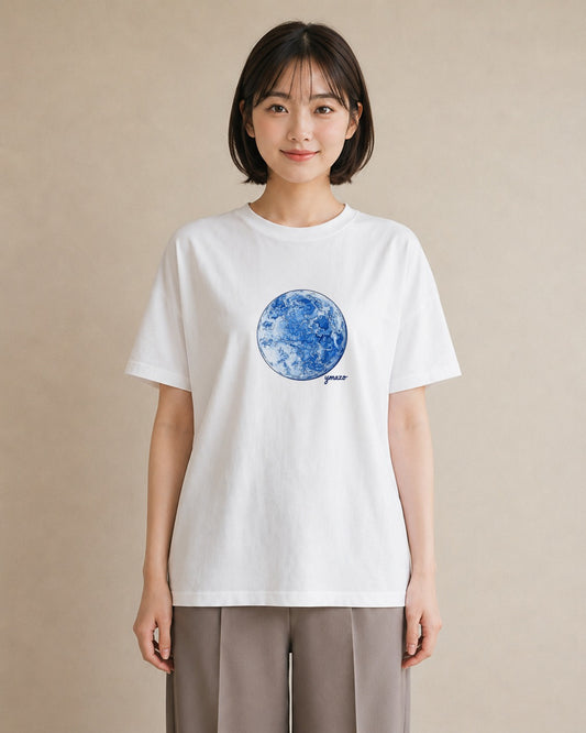 プリントTシャツ レディース 月 星空 宇宙 イラスト 旅行コーデ 姉妹 送別ギフト 白T YMAZO