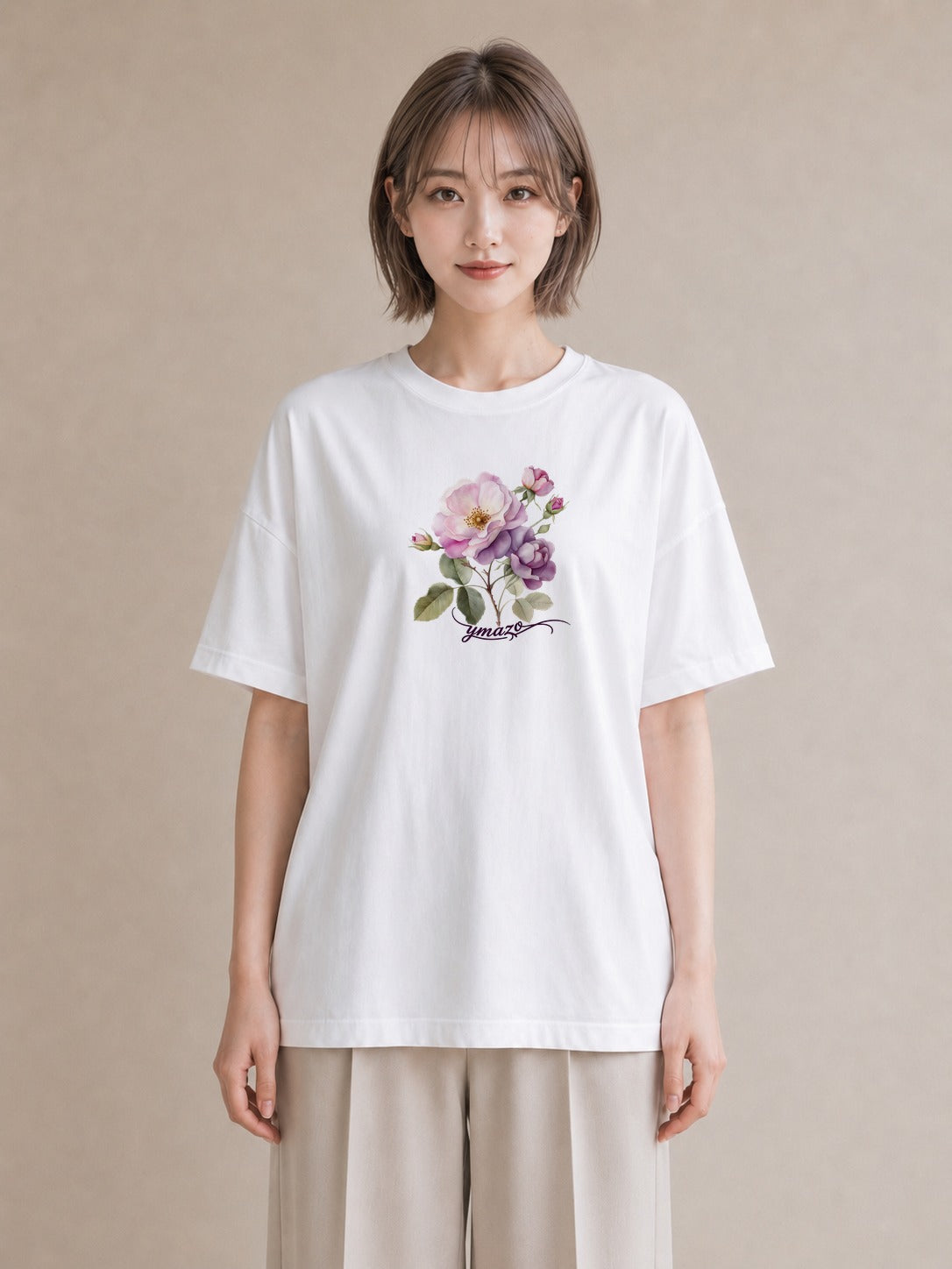 デザインTシャツ レディース バラ 薔薇 ローズ 花 花柄 イラスト ガーリー クリスマス 旅行 白T