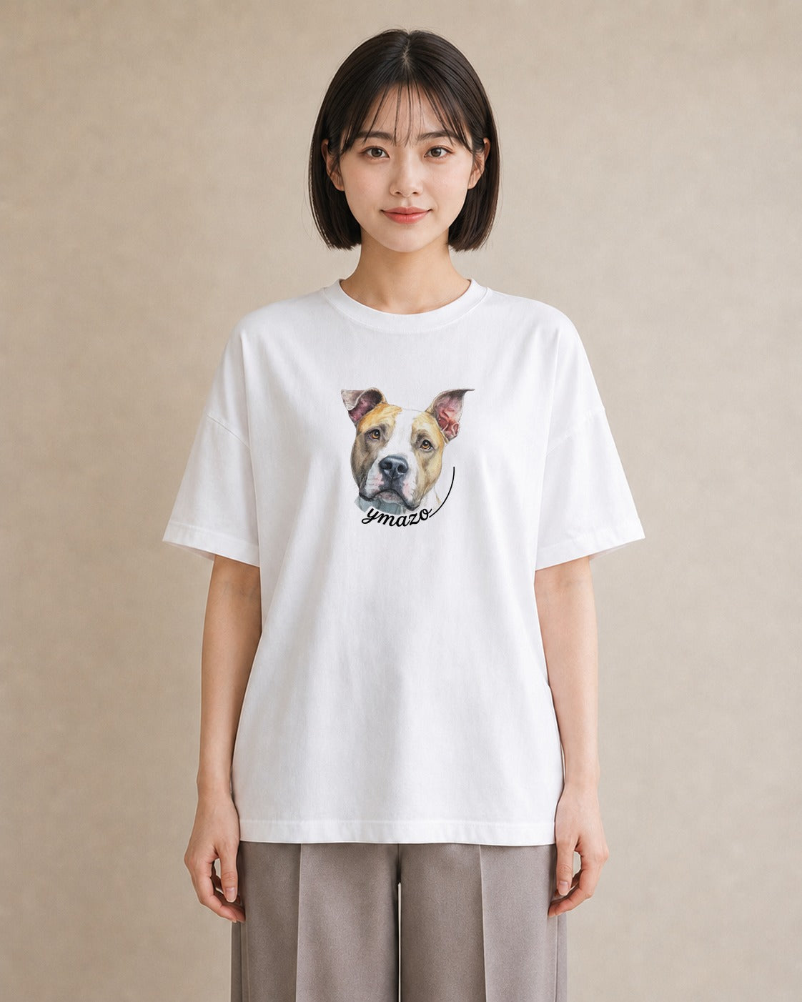 デザインTシャツ レディース 愛犬 犬 いぬ イラスト お洒落 女子会 お揃い 白T YMAZO