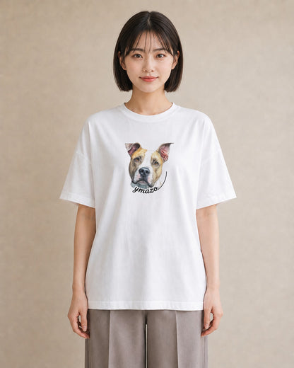 デザインTシャツ レディース 愛犬 犬 いぬ イラスト お洒落 女子会 お揃い 白T YMAZO