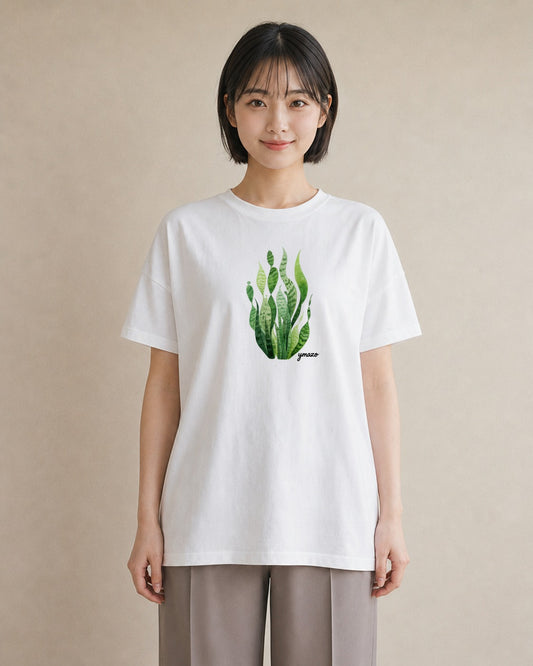 プリントTシャツ レディース シダ 植物 ボタニカル イラスト 可愛い 母の日 ビーチ 白T YMAZO