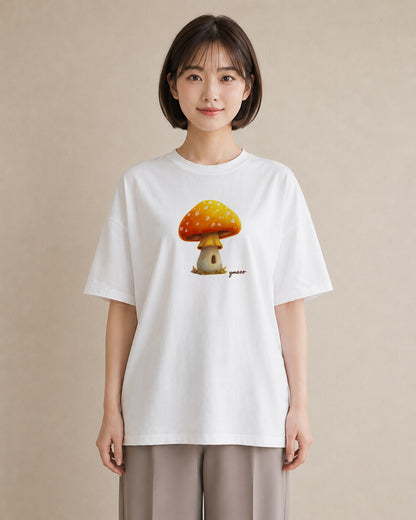 プリントTシャツ レディース きのこ 植物 ボタニカル イラスト クリスマス 旅行 白T YMAZO