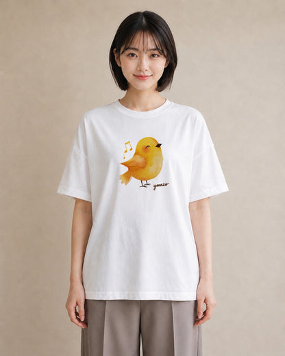 半袖Tシャツ レディース ひよこ 動物 アニマル イラスト 淡色 敬老の日 ホワイトデー 白T YMAZO