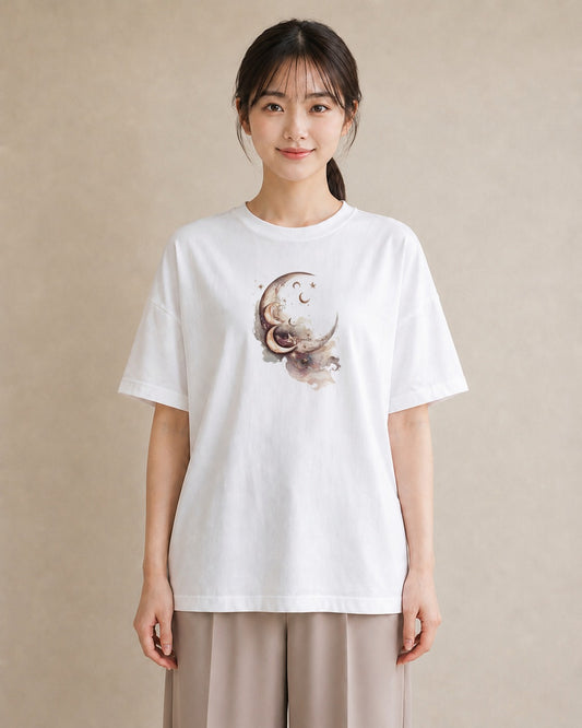 デザインTシャツ レディース 月 星空 宇宙 イラスト 可愛い 親子 20代 白T YMAZO
