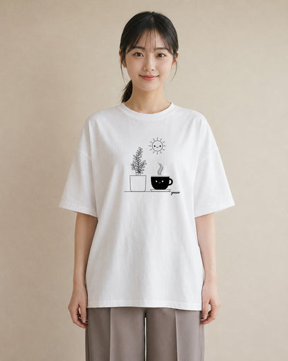 グラフィックTシャツ レディース 観葉植物 ボタニカル 植物 イラスト ナチュラル レイヤード 友達ギフト 白T YMAZO