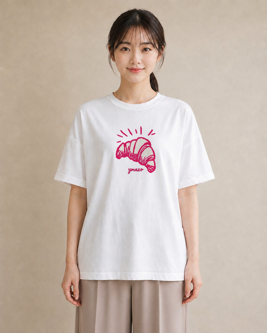 グラフィックTシャツ レディース パン ベーカリー イラスト こなれ感 姉妹 送別ギフト 白T YMAZO