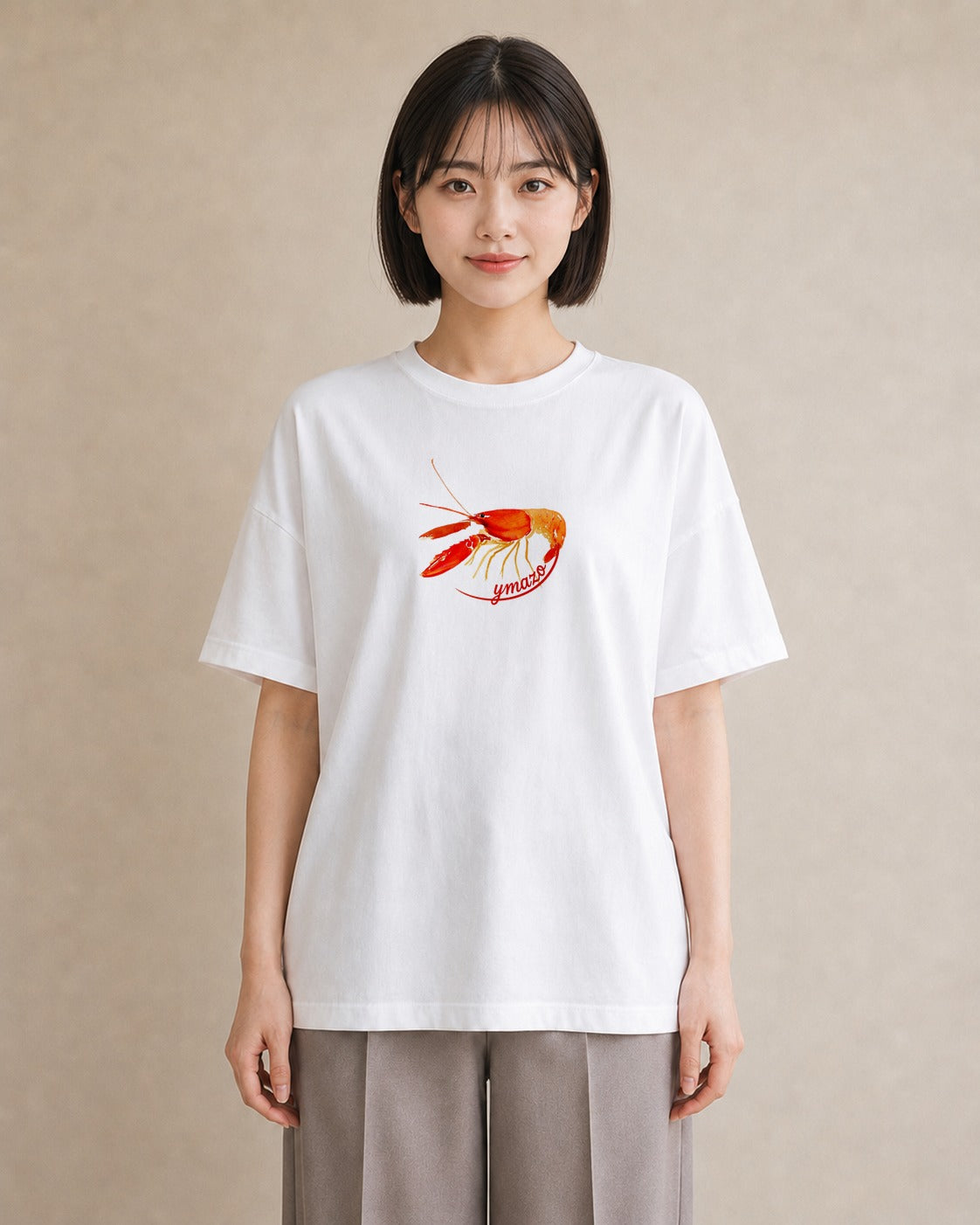 半袖Tシャツ レディース カニ 海の生き物 海 イラスト ガーリー 女子会 お揃い 白T YMAZO