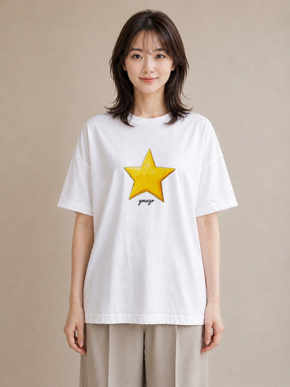 Tシャツ レディース 流れ星 星空 宇宙 イラスト 普段使い 自分用 ルームウェア 白T YMAZO
