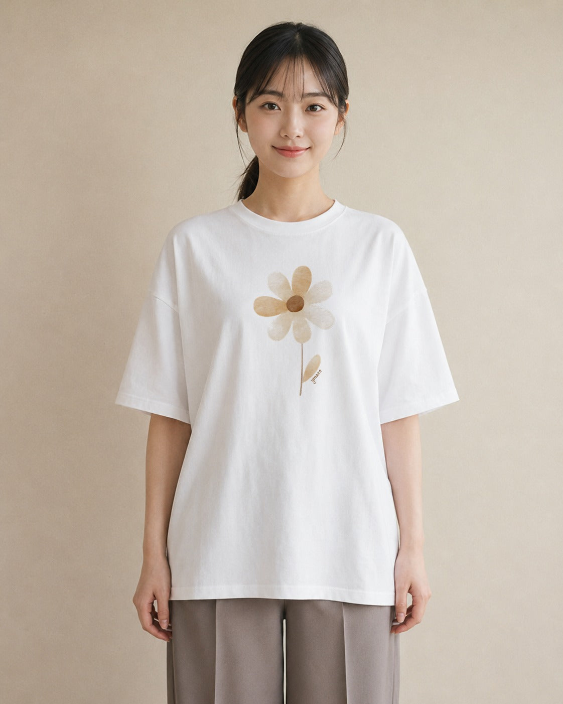Tシャツ レディース たんぽぽ 花 花柄 イラスト ゆるかわ 通学 誕生日プレゼント 白T YMAZO