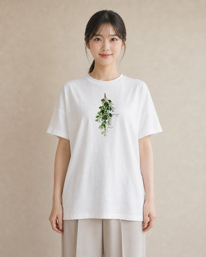 プリントTシャツ レディース すずらん 花 花柄 イラスト 可愛い ルームウェア ギフト 白T