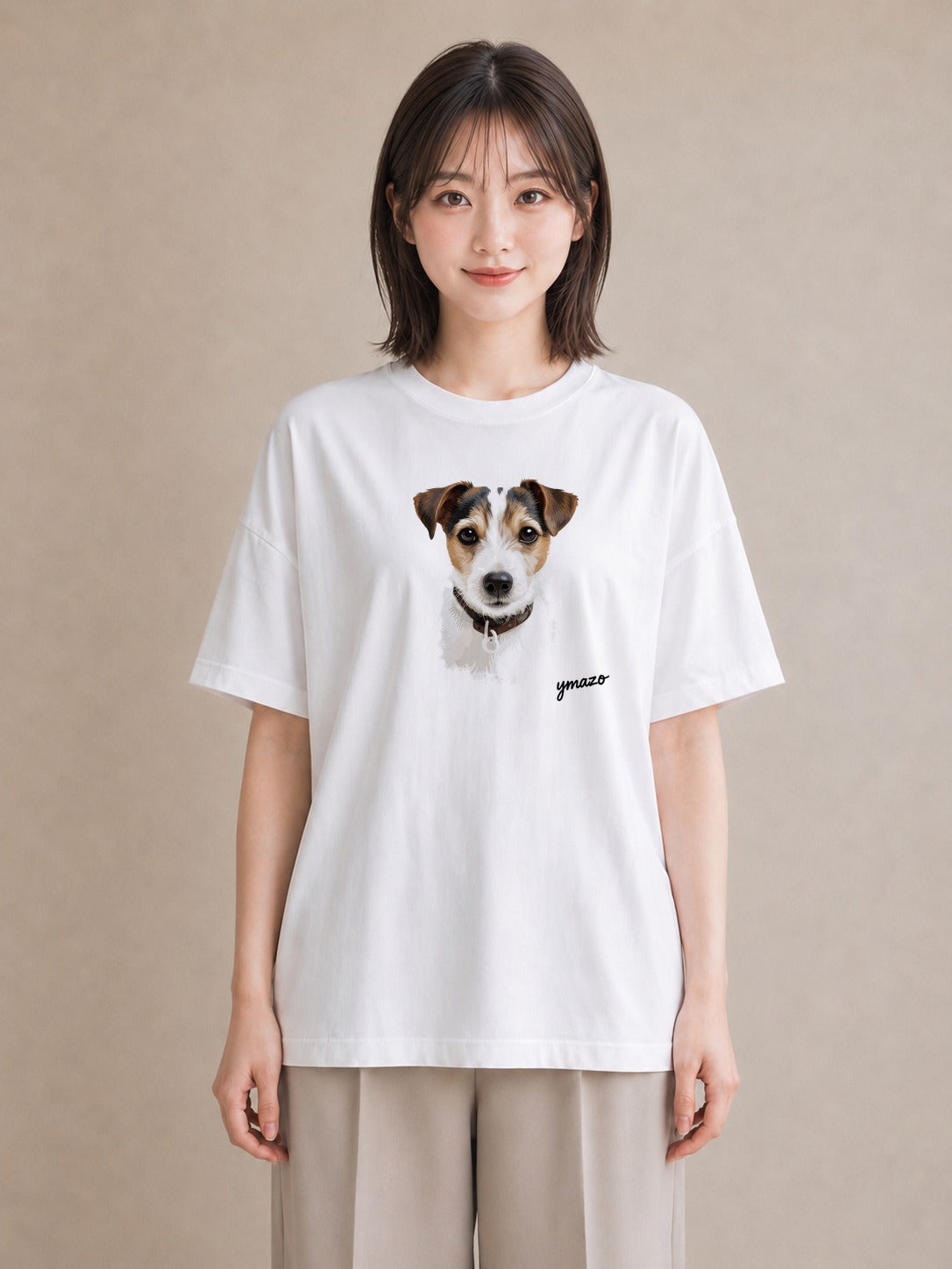 半袖Tシャツ レディース ジャックラッセルテリア 犬 いぬ イラスト こなれ感 通学 誕生日プレゼント 白T YMAZO