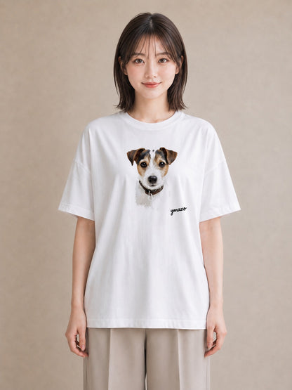 半袖Tシャツ レディース ジャックラッセルテリア 犬 いぬ イラスト こなれ感 通学 誕生日プレゼント 白T YMAZO