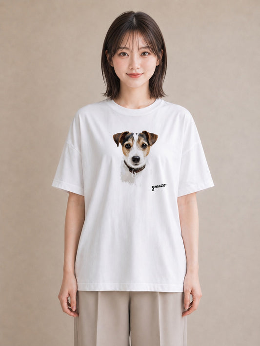 半袖Tシャツ レディース ジャックラッセルテリア 犬 いぬ イラスト こなれ感 通学 誕生日プレゼント 白T