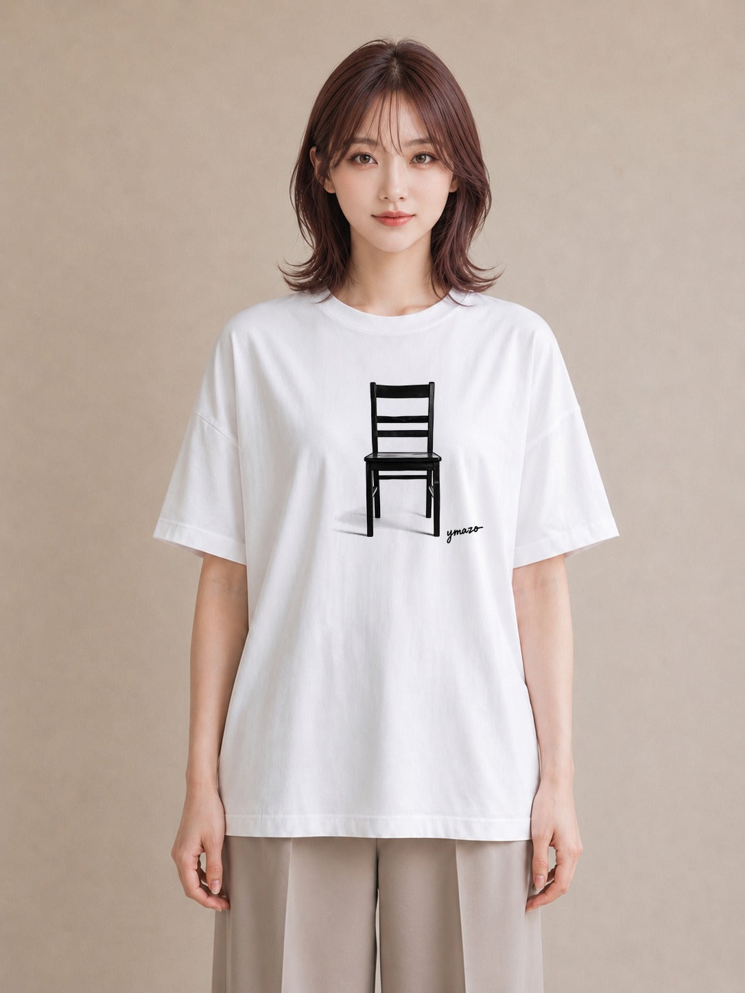 Tシャツ レディース 窓辺の椅子 窓辺 椅子 ナチュラル アンティーク イラスト ラフ ホワイトデー 春服 白T YMAZO