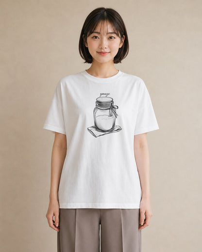 半袖Tシャツ レディース ミルク 食べ物 フード イラスト 韓国風 旅行用 海 白T YMAZO