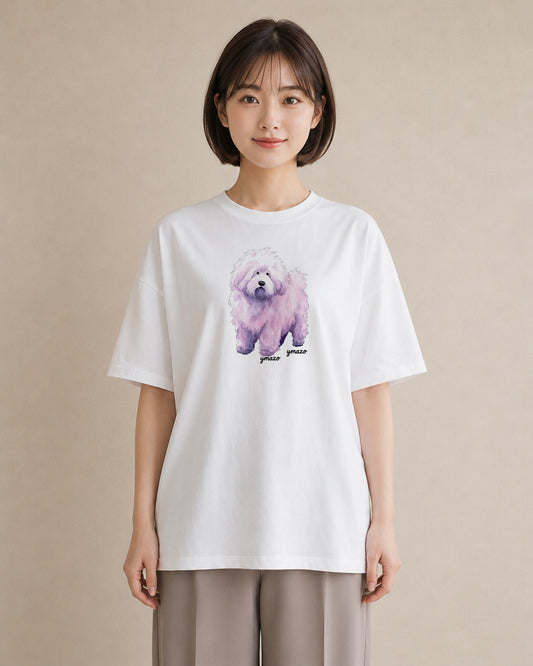 Tシャツ レディース ビションフリーゼ 犬 いぬ イラスト 可愛い ギフト 母の日 白T YMAZO