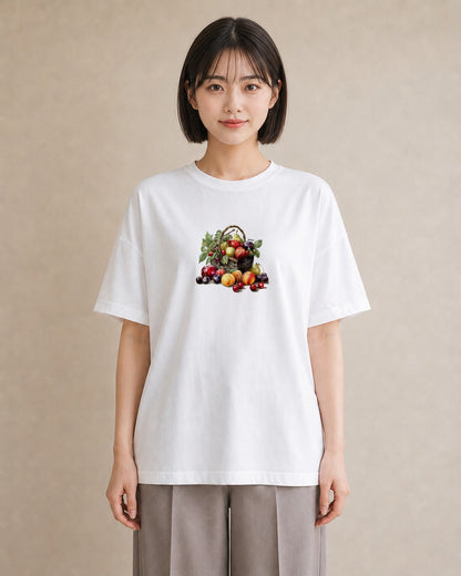 プリントTシャツ レディース 実り 植物 ボタニカル イラスト 上品 母の日 ビーチ 白T YMAZO