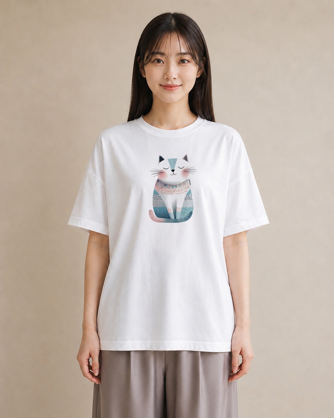 グラフィックTシャツ レディース ねこ 猫 ネコ イラスト 休日コーデ 女性向けギフト 散歩 白T YMAZO