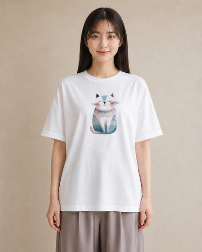 グラフィックTシャツ レディース ねこ 猫 ネコ イラスト 休日コーデ 女性向けギフト 散歩 白T YMAZO