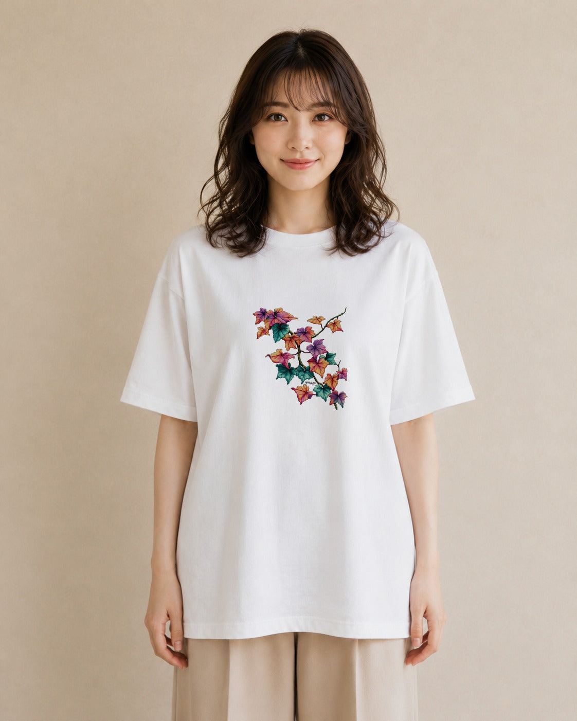 デザインTシャツ レディース あさがお 朝顔 花 花柄 イラスト ヴィンテージ風 通学 誕生日プレゼント 白T