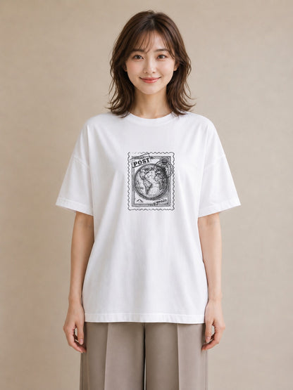 グラフィックTシャツ レディース 旅 トラベル スタンプ イラスト ポップ おしゃれギフト 社会人 白T YMAZO