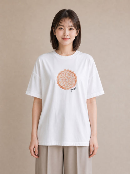 半袖Tシャツ レディース ベーグル 食べ物 フード イラスト シック ホワイトデー 春服 白T YMAZO