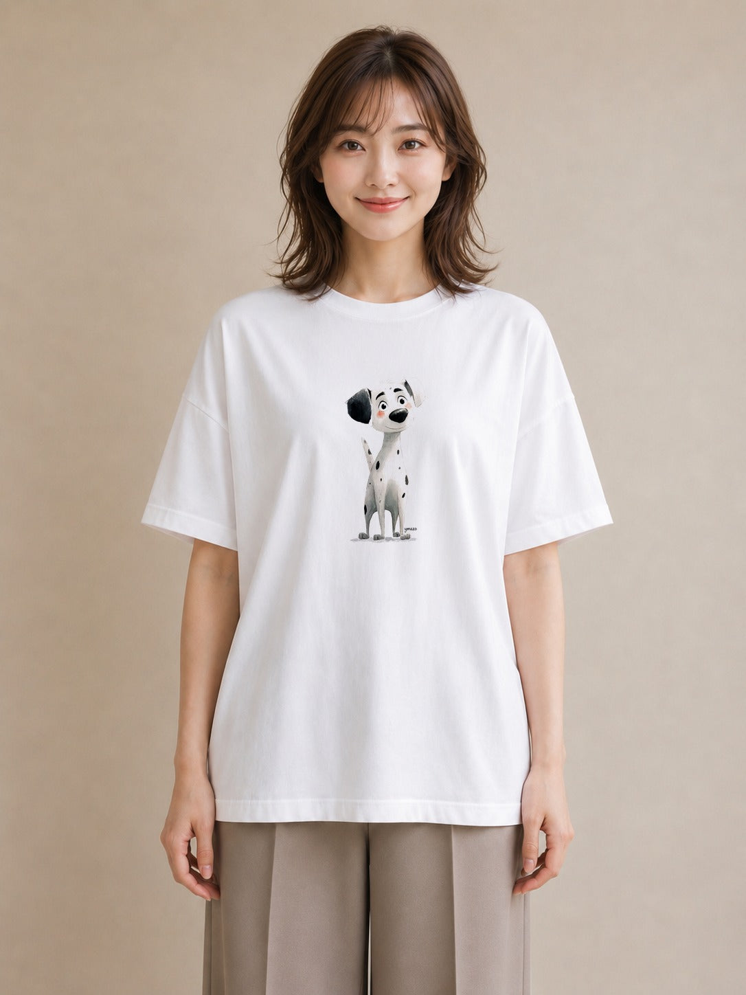 グラフィックTシャツ レディース わんこ 犬 いぬ イラスト フェミニン 秋コーデ おしゃれギフト 白T YMAZO