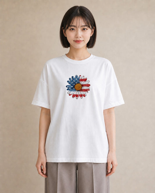 Tシャツ レディース マーガレット 花 花柄 イラスト ゆるかわ 送別ギフト 通勤 白T YMAZO