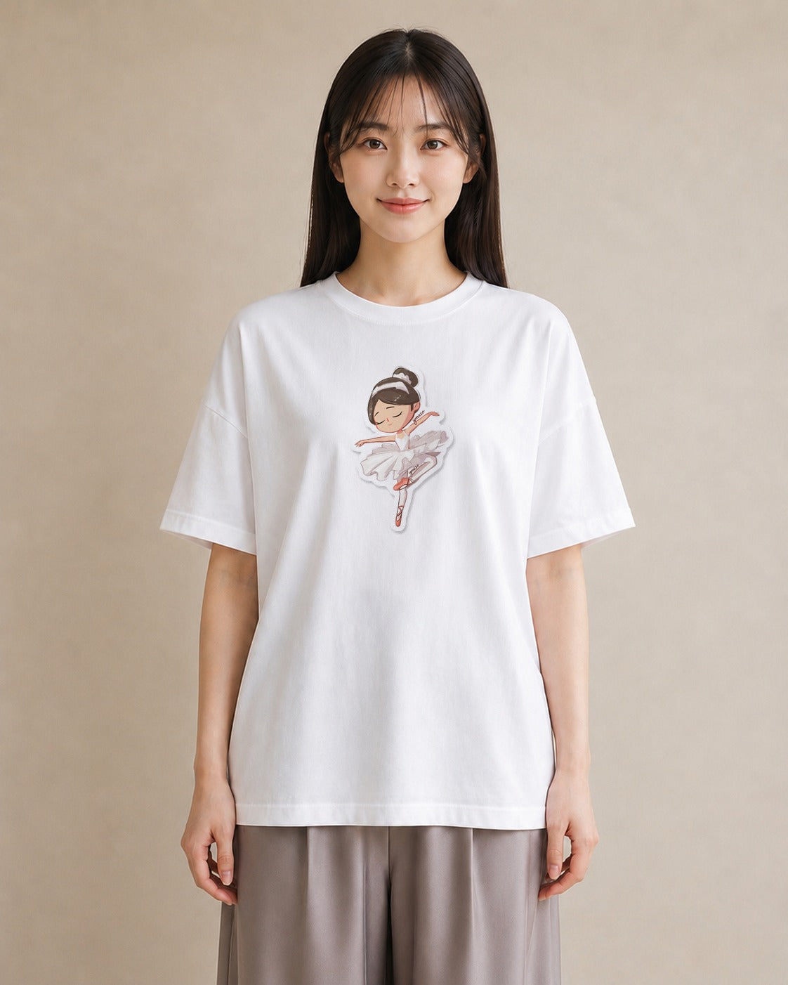 プリントTシャツ レディース バレエシューズ バレエ トウシューズ ナチュラル アンティーク イラスト 水彩風 敬老の日 ホワイトデー 白T YMAZO