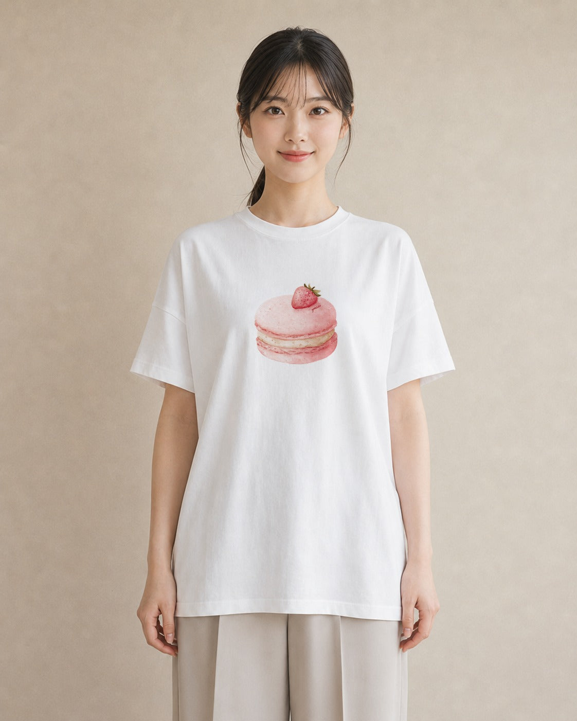 グラフィックTシャツ レディース ドーナツ 食べ物 フード イラスト カフェコーデ お出かけ 普段着 白T YMAZO