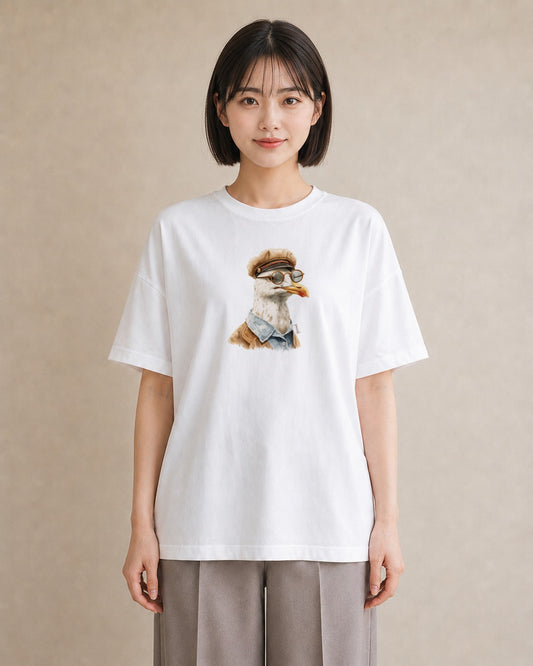Tシャツ レディース 白文鳥 ペット 動物 イラスト 個性的 旅行用 海 白T YMAZO