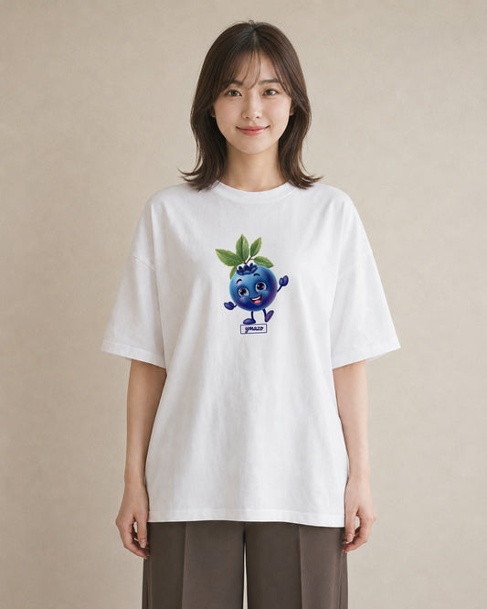 デザインTシャツ レディース ブルーベリー 食べ物 フード イラスト カフェコーデ デート 帰省 白T YMAZO