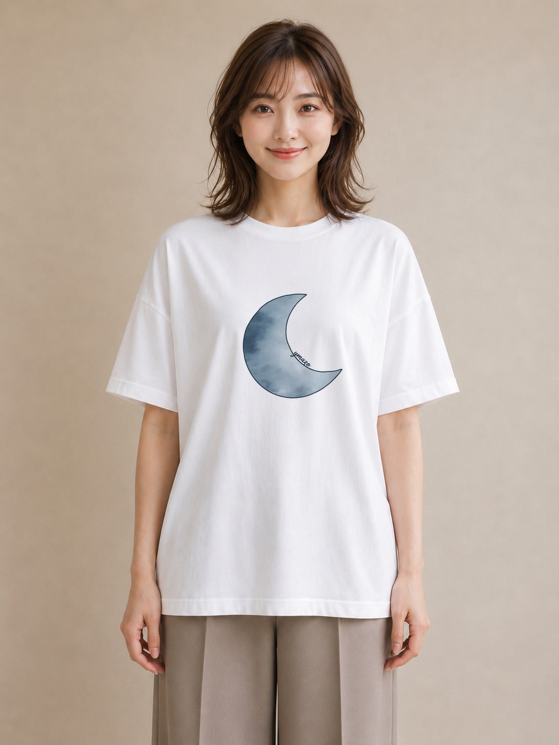 半袖Tシャツ レディース 青の水彩 風景 ブルー ナチュラル アンティーク イラスト ゆるかわ 親子 20代 白T YMAZO