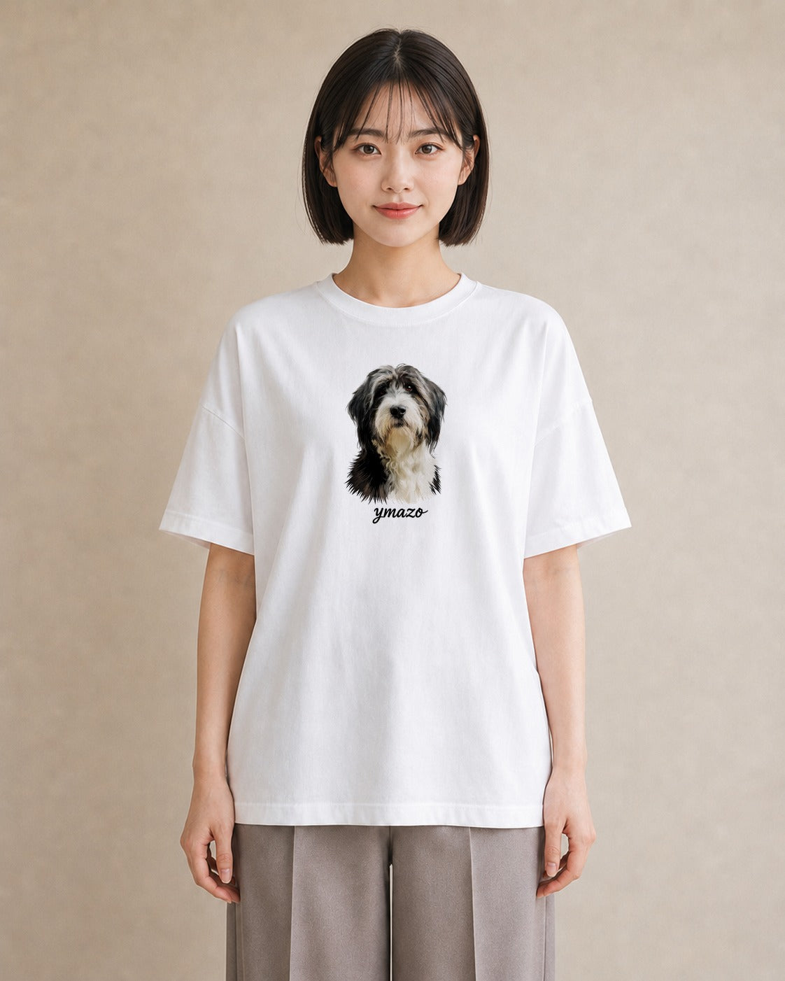 グラフィックTシャツ レディース ミックス犬 犬 いぬ イラスト カフェコーデ 女子会 お揃い 白T YMAZO
