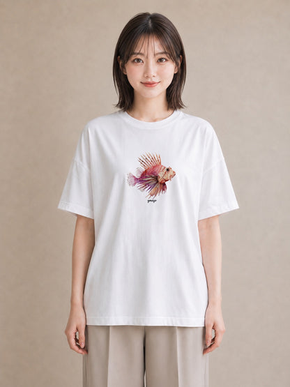グラフィックTシャツ レディース ベタ ペット 動物 イラスト 個性的 20代 カジュアルコーデ 白T YMAZO