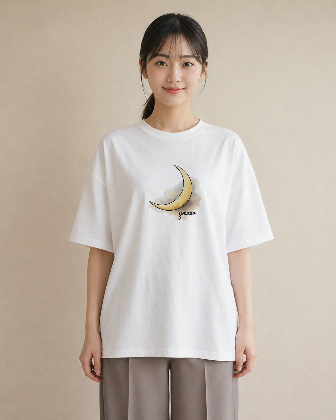 プリントTシャツ レディース 星空 宇宙 イラスト ボタニカル 春服 ミセス 白T YMAZO