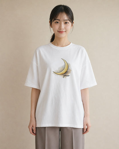 プリントTシャツ レディース 星空 宇宙 イラスト ボタニカル 春服 ミセス 白T YMAZO