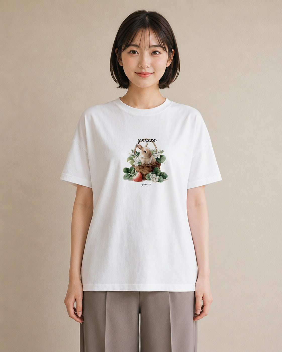 デザインTシャツ レディース ホーランドロップ ペット 動物 イラスト 休日コーデ 女子会 お揃い 白T YMAZO