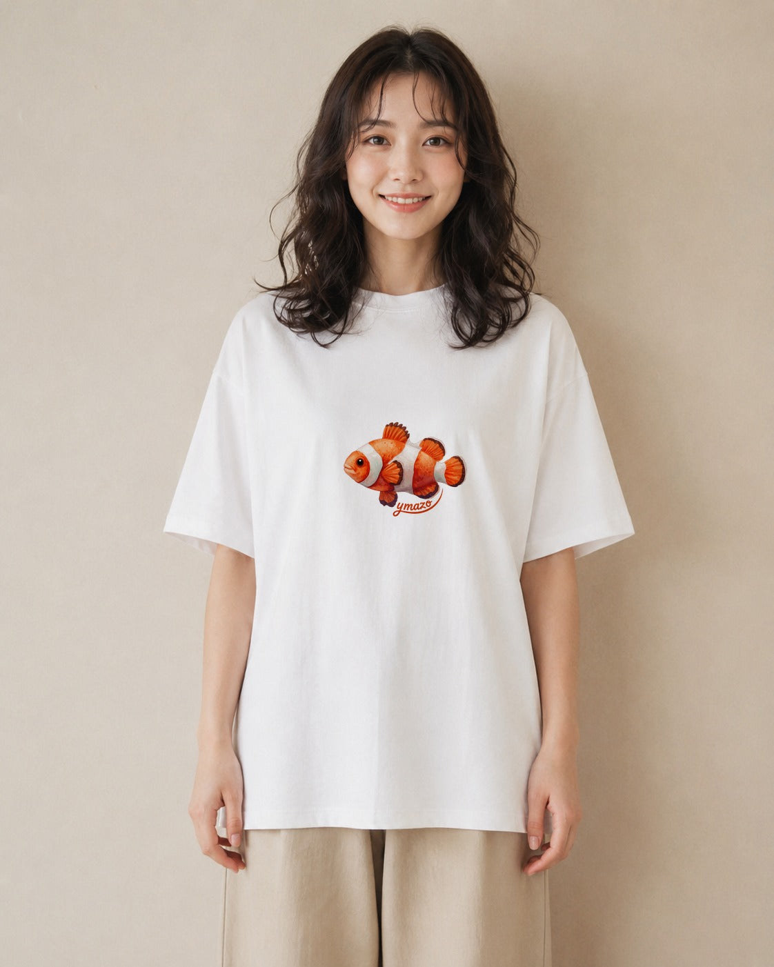 デザインTシャツ レディース 熱帯魚 海の生き物 海 イラスト モード 秋コーデ おしゃれギフト 白T YMAZO
