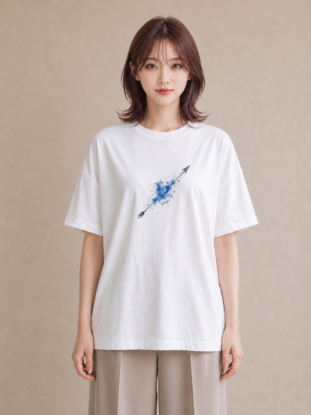 Tシャツ レディース 流れ星 星空 宇宙 イラスト 普段使い 自分用 ルームウェア 白T YMAZO