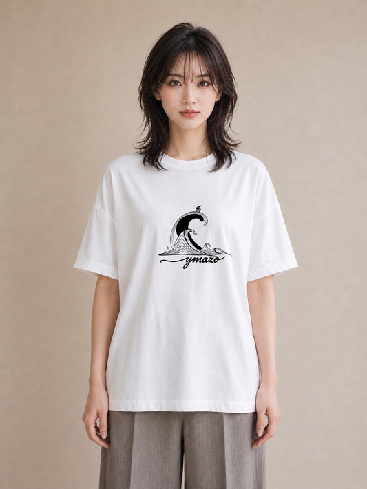グラフィックTシャツ レディース 紙の船 水辺 ナチュラル アンティーク イラスト 手描き風 ペアコーデ 秋コーデ 白T YMAZO