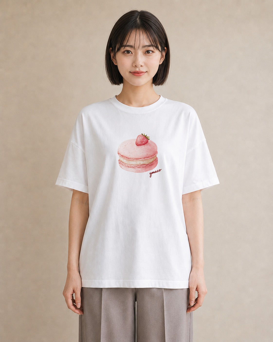 グラフィックTシャツ レディース おにぎり 食べ物 フード イラスト レトロ 公園 ママ 白T YMAZO
