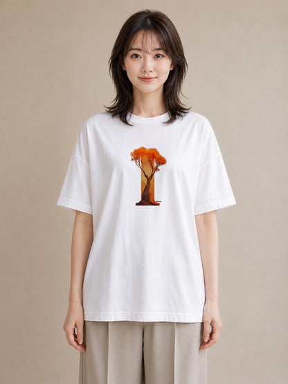 Tシャツ レディース 木 植物 ボタニカル イラスト ポップ カフェ服 クリスマス 白T YMAZO