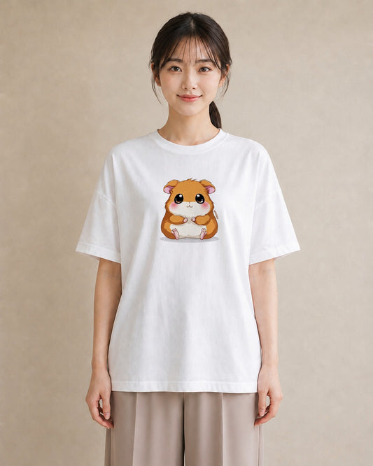 Tシャツ レディース ジャンガリアンハムスター ペット 動物 イラスト 普段使い 買い物 夏コーデ 白T YMAZO