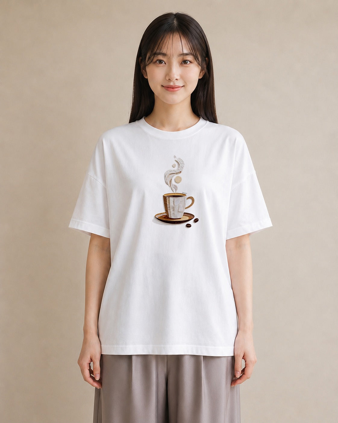 Tシャツ レディース カフェオレ 食べ物 フード イラスト 休日コーデ 女性向けギフト 散歩 白T YMAZO