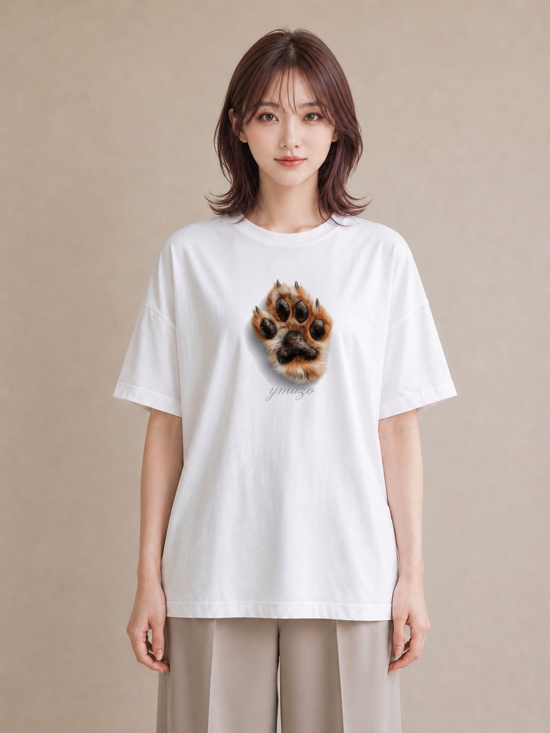 デザインTシャツ レディース 肉球 猫 ねこ イラスト ミニマル ホワイトデー 春服 白T YMAZO