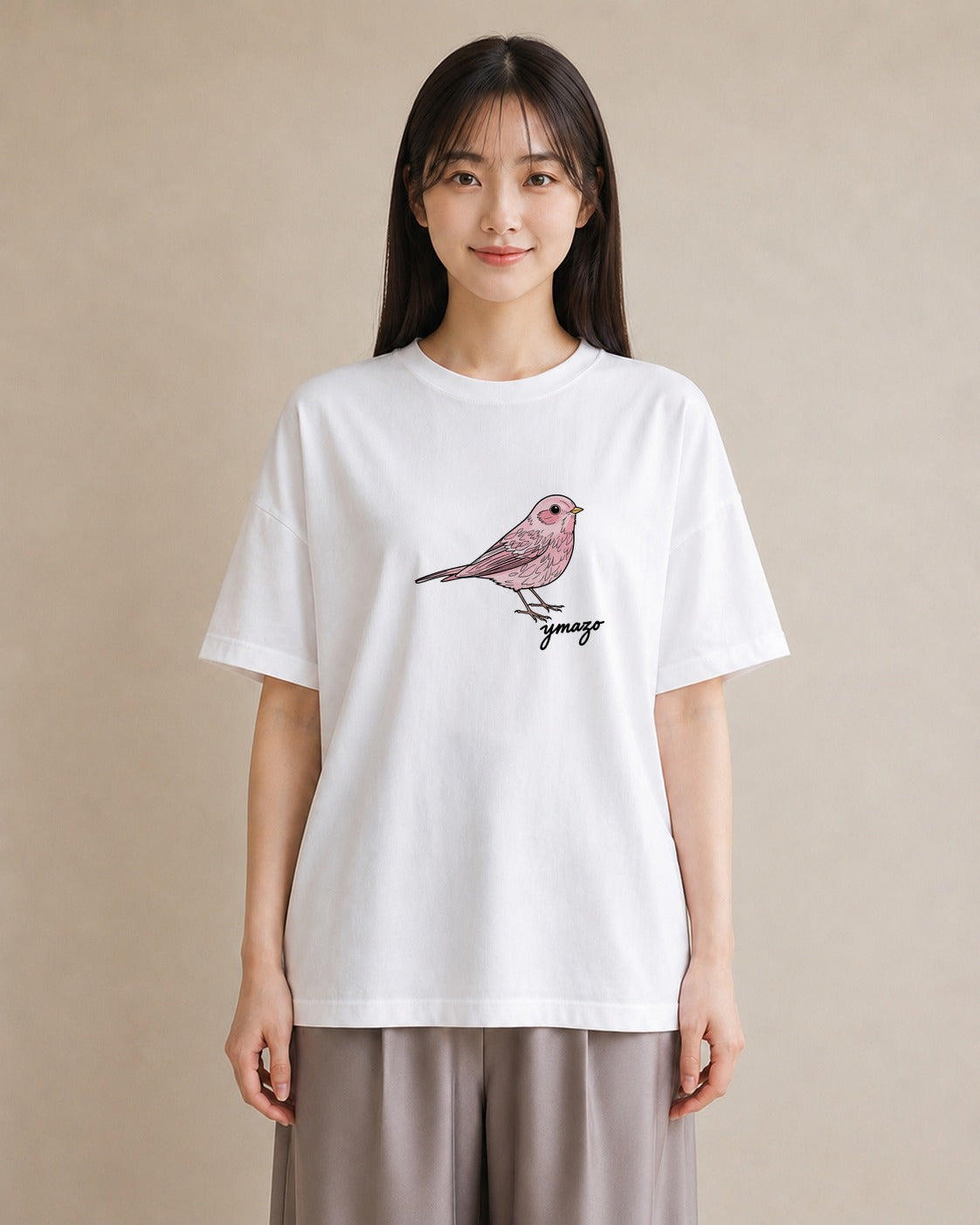 半袖Tシャツ レディース マメルリハ ペット 動物 イラスト シンプル ラフ レイヤード 白T YMAZO